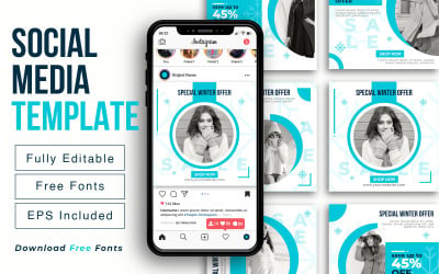 Mega Sale Social Media Posts Design of Instagram Promotional Ad Design Template Collection