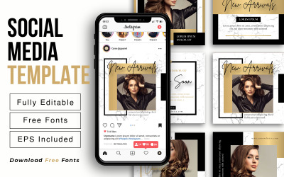 Publicación de redes sociales de moda de lujo dorado para mujeres y plantilla de diseño de banner web o anuncio de Instagram