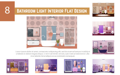 8 badrum ljus interiör platt design