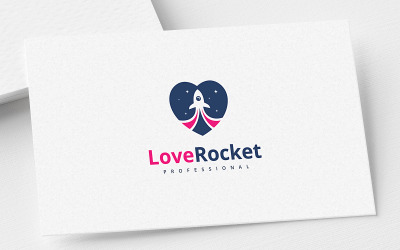 Modello di logo di razzo d'amore creativo