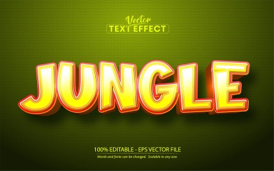 Djungel - tecknad stil, redigerbar texteffekt, teckensnittsstil, grafikillustration