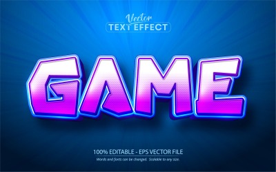 Spel - tecknad stil i lila färg, redigerbar texteffekt, teckensnittsstil, grafikillustration