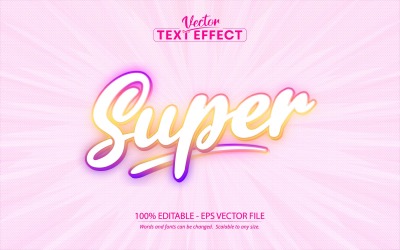 Super - Neon-Stil, bearbeitbarer Texteffekt, Schriftstil, grafische Illustration