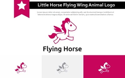 Cute Little Horse Flying Wing Simple Animal Logo