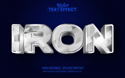 Demir - Metalik Gümüş Stili, Düzenlenebilir Metin Efekti, Yazı Tipi Stili, Grafik İllüstrasyon