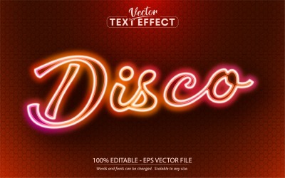 Disco - Neonstil, redigerbar texteffekt, teckensnittsstil, grafikillustration