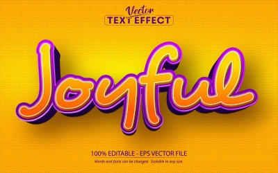 Joyful - Cartoon-Stil, bearbeitbarer Texteffekt, Schriftstil, grafische Illustration
