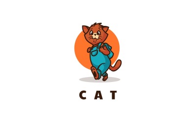 Katzen-Maskottchen-Cartoon-Logo-Stil