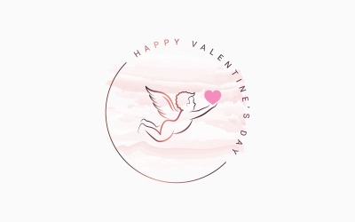 Logo rotondo di San Valentino con Cupido