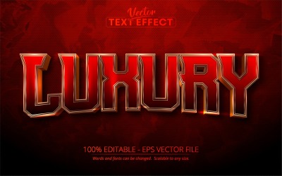 Lusso: stile rosso e oro, effetto testo modificabile, stile carattere, illustrazione grafica