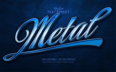 Metal - estilo caligráfico metálico, efeito de texto editável, estilo de fonte, ilustração gráfica
