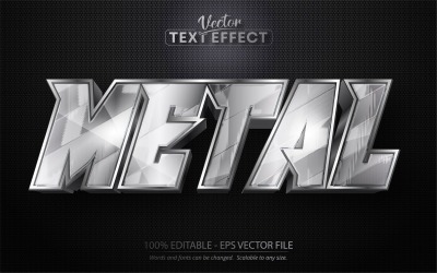 Metal: estilo plateado metálico, efecto de texto editable, estilo de fuente, ilustración gráfica