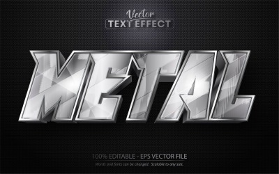 Metallo - Stile argento metallizzato, Effetto testo modificabile, Stile carattere, Illustrazione grafica