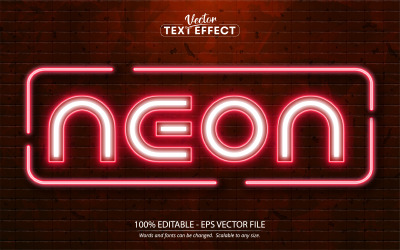 Neon - Colore rosso Stile Neon, Effetto testo modificabile, Stile carattere, Illustrazione grafica