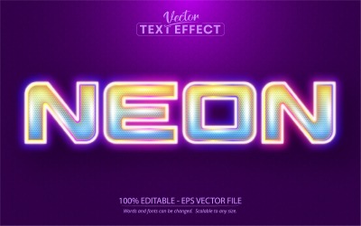 Neon - Stile neon colorato, effetto testo modificabile, stile carattere, illustrazione grafica