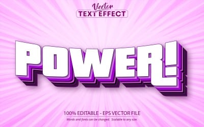 Power - tecknad stil, redigerbar texteffekt, teckensnittsstil, grafikillustration