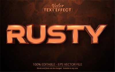 Rusty - Stile grunge, Effetto testo modificabile, Stile carattere, Illustrazione grafica