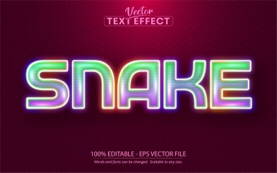 Serpente - Stile cartone animato, Effetto testo modificabile, Stile carattere, Illustrazione grafica