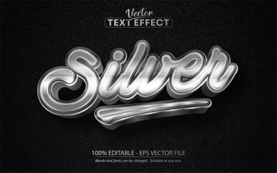 Silber - Metallic-Stil, bearbeitbarer Texteffekt, Schriftstil, grafische Illustration