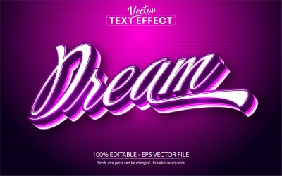 Sogno: stile calligrafico, effetto testo modificabile, stile carattere, illustrazione grafica