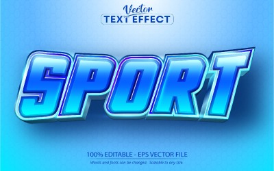 Sport - Stile cartone animato blu, Effetto testo modificabile, Stile carattere, Illustrazione grafica