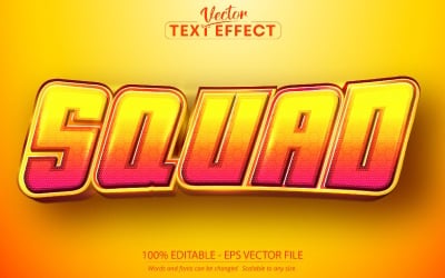 Squad - orange tecknad och sportstil, redigerbar texteffekt, teckensnittsstil, grafikillustration