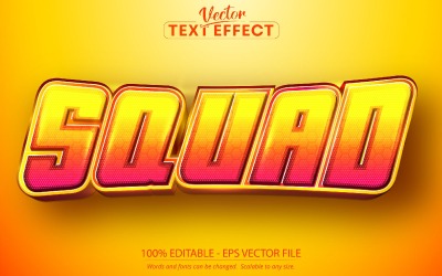 Squadra - Stile arancione cartone animato e sportivo, effetto testo modificabile, stile carattere, illustrazione grafica