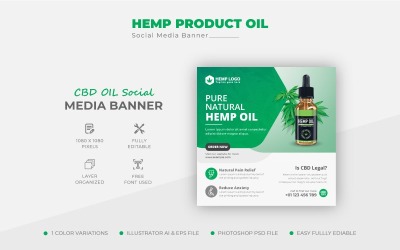 CBD Oil Hemp Cannabis Product Sale Promotion Social Media Post Banner