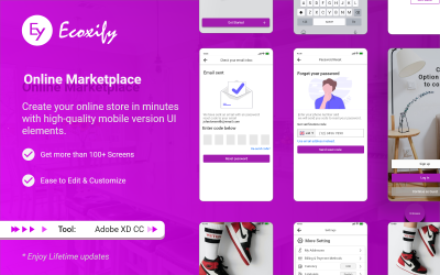 Ecoxify - Clean eCommerce Mobile App UI Template Adobe XD