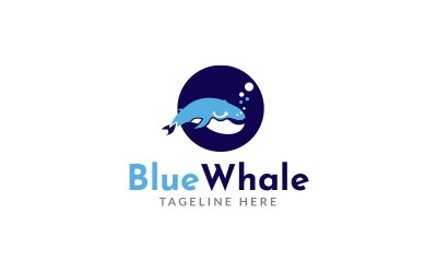 Modèle de conception de logo de baleine bleue