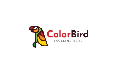 Modelo de design de logotipo de pássaro colorido