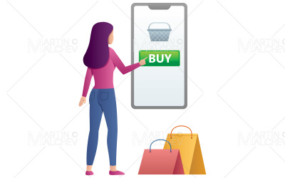 Achat en ligne sur blanc Vector Illustration