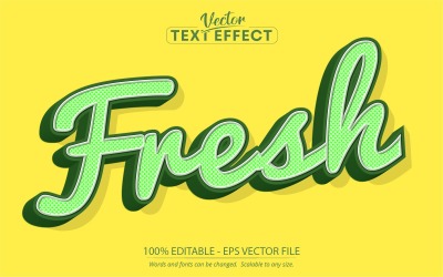 Frisch - gelber Farbkarikaturstil, bearbeitbarer Texteffekt, Schriftstil, grafische Illustration