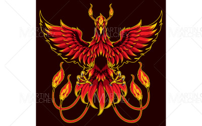 Ilustración de vector de mascota de fantasía de Phoenix
