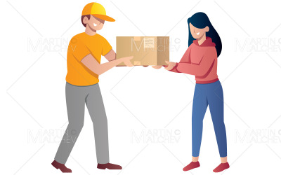 Livraison de colis sur blanc Vector Illustration