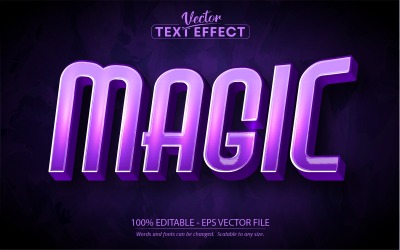 Magia: stile colore viola, effetto testo modificabile, stile carattere, illustrazione grafica