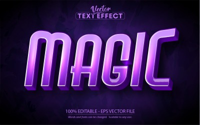 Magia — styl koloru fioletowego, edytowalny efekt tekstowy, styl czcionki, ilustracja graficzna
