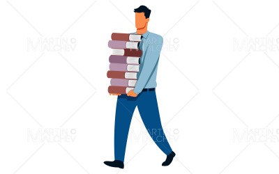 Overworked Office Worker Vector Illustration