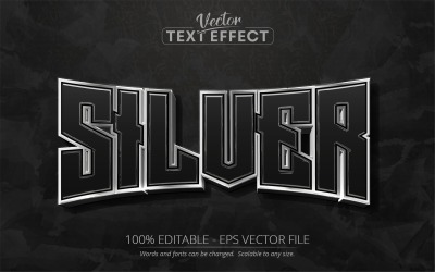 Silver - metallisk och kromstil, redigerbar texteffekt, teckensnittsstil, grafikillustration