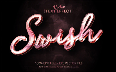 Swish - metallisk roséguldstil, redigerbar texteffekt, teckensnittsstil, grafikillustration