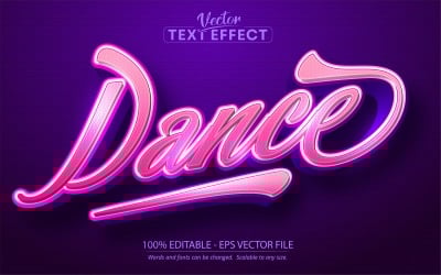 Taniec — styl koloru fioletowego, edytowalny efekt tekstowy, styl czcionki, ilustracja graficzna