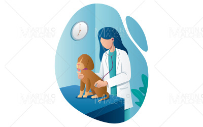 Veterinario e cane illustrazione vettoriale