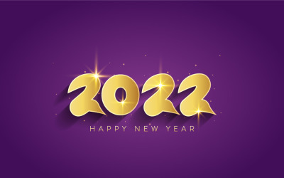 Elegante groet Gelukkig Nieuwjaar 2022 met gouden kleur - bannerontwerp