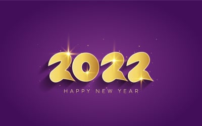 Eleganter Gruß Frohes Neues Jahr 2022 Mit Goldfarbe - Banner Design