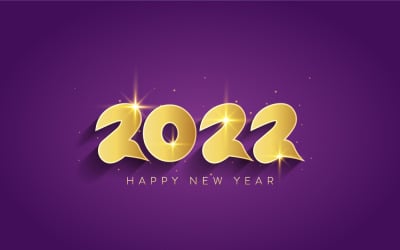 Elegantní pozdrav šťastný nový rok 2022 se zlatou barvou - design banneru