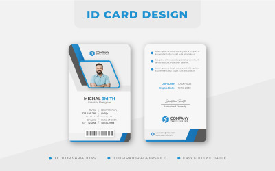 Minimalist Professional Office Identity Card With Blue Color