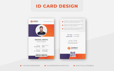 Orange Corporate Office ID Card Design Template