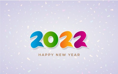 Saludo Feliz año nuevo 2022 - Diseño de banner colorido y decorativo
