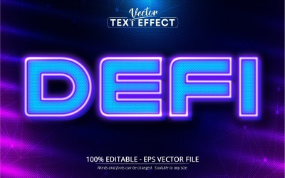 Defi - Çok Renkli Neon Parlayan Stil, Düzenlenebilir Metin Efekti, Yazı Tipi Stili, Grafik İllüstrasyon