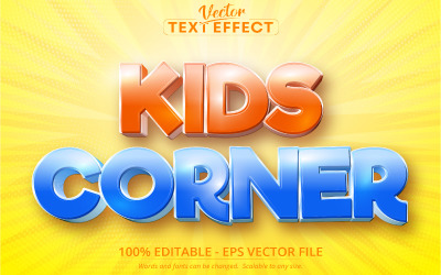 Kids Corner - tecknad stil, redigerbar texteffekt, teckensnittsstil, grafikillustration